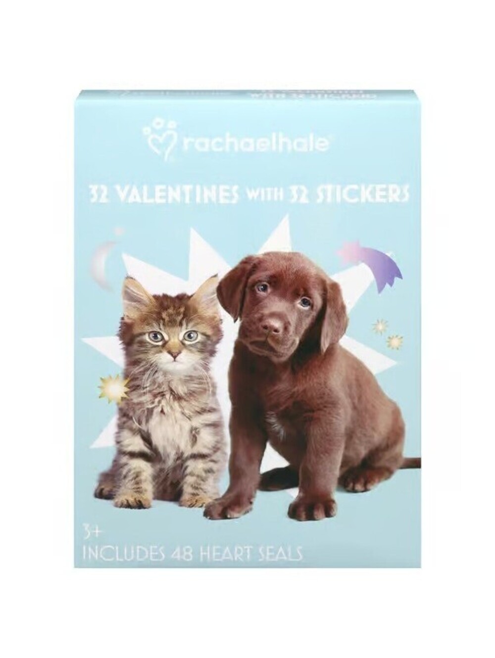Rachael Hale Puppies & Kittens 32 Valentines Cards & Stickers 48 Heart Seals 3+